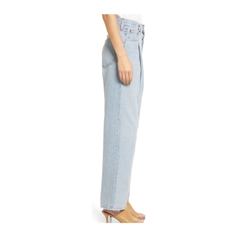 AGOLDE ultra high rise folded waistband relaxed straight leg rigid denim jeans - Picture 4 of 7